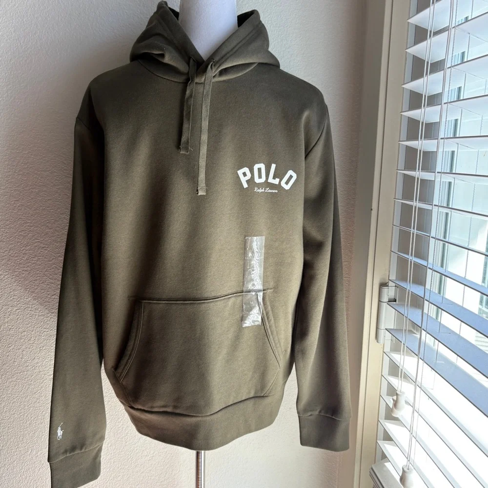 NEW POLO Ralph Lauren Men’s Olive Green Pullover Logo Hoodie M